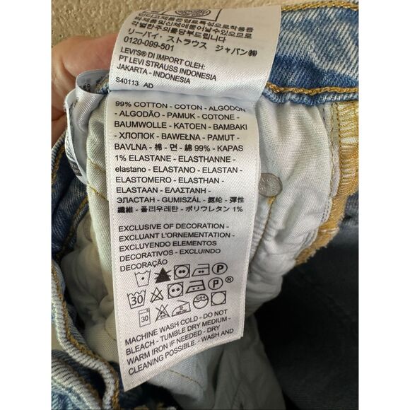 Levis 501S Womens Jeans 28x28 Lightwash Premium Denim Button Fly Skinny Big E - Picture 8 of 14